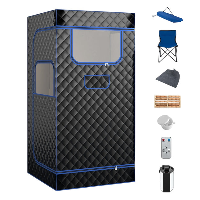 Stoomsaunatent voor thuisgebruik met 3L generator, zwart, 91x91x183 cm