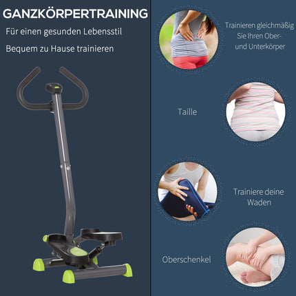 Stepper training machine with LCD, handle, 100 kg capacity