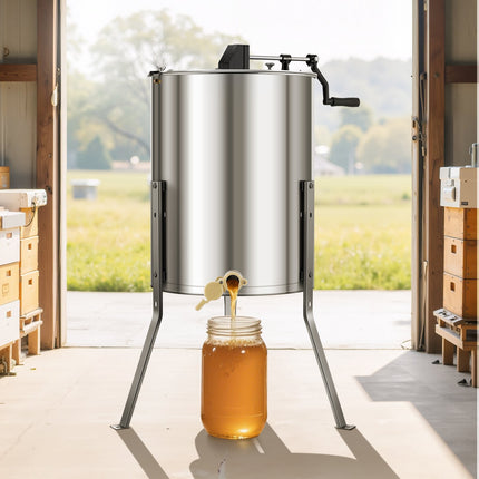 Honey Extractor, 4/8-Frame Manual Stainless Steel, Lid