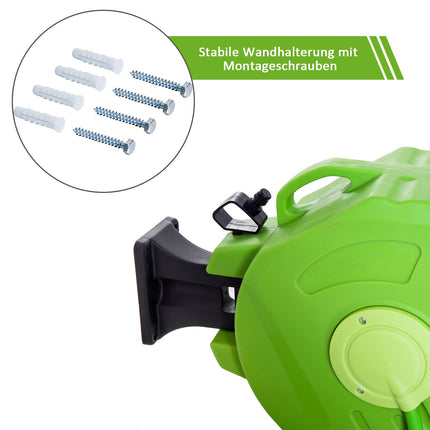 Automatic hose reel 15M - Swivel, green, for air & gardening