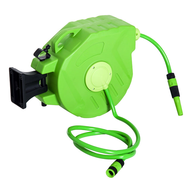 Automatic hose reel 15M - Swivel, green, for air & gardening