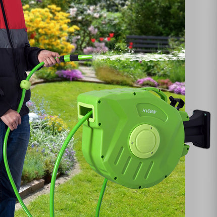 Automatic hose reel with 22M green swivel air hose