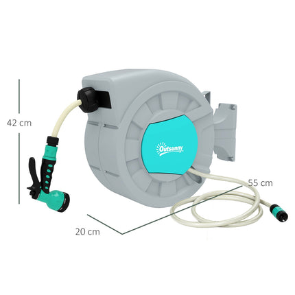 Water hose reel with 25 m hose, rotatable bracket and 7-position shower
