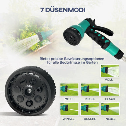 Water hose reel with 25 m hose, rotatable bracket and 7-position shower