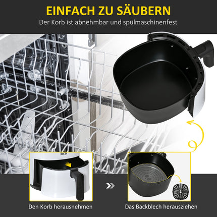 Air Fryer 2.5L, 1300W, non-stick basket, white/black