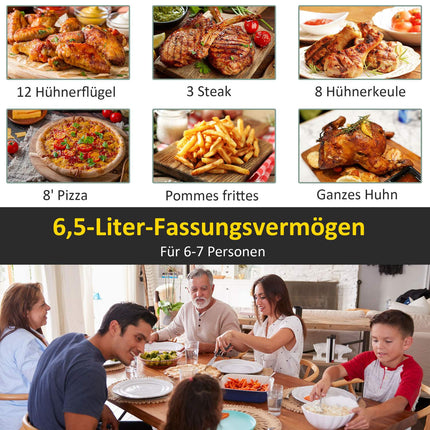 6.5L hot air fryer, 1700W, LED screen, non-stick basket