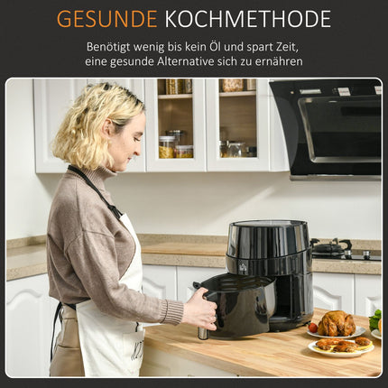 4.5L hot air fryer, 1500W, 8 presets, non-stick basket