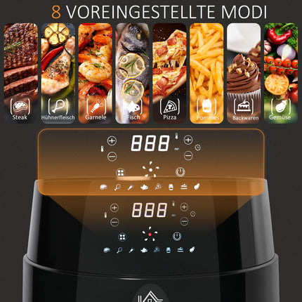 4.5L hot air fryer, 1500W, 8 presets, non-stick basket