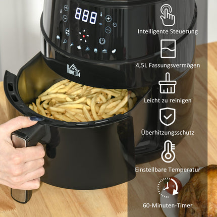 4.5L hot air fryer, 1500W, 8 presets, non-stick basket