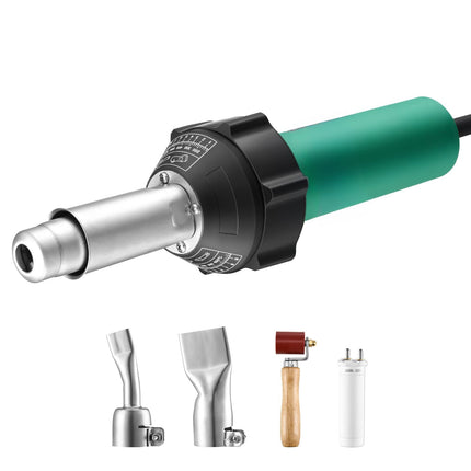 Hot Air Plastic Welder 1600W, 2 Nozzles and Seam Roller, 9 Heat Levels