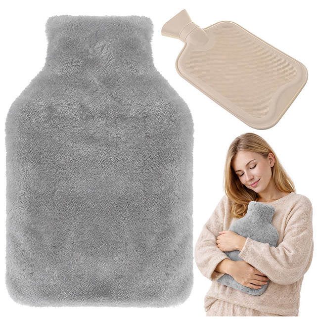 Hot Water Bottle 1.8L with Soft Plush Cover