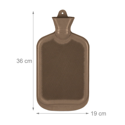 Hot Water Bottle 2L – Brown, Leak-Proof, Pain Relief