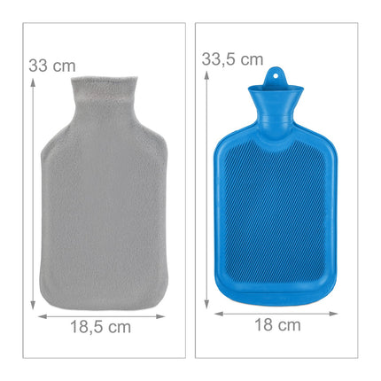 Hot Water Bottle with Cover, 1.5L – Blue