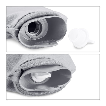 Hot Water Bottle with Cover, Grey, 1.5L Capacity