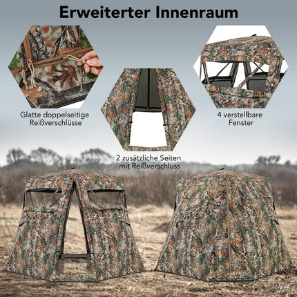 Hunting tent for 2-3 people 360° transparent camouflage tent for deer and wild boar hunting