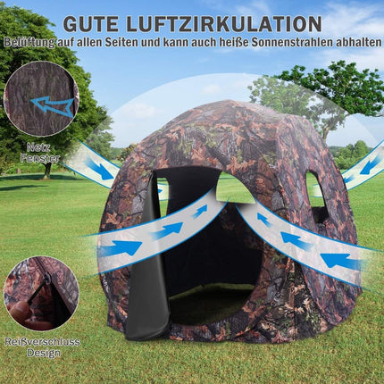 Hunting tent pop up design with 360° vision & carrying bag & tension straps for 2 people