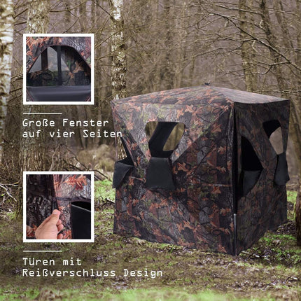 Hunting tent with 360° vision & carrying bag. Hunting shelter ground tent for 2 people