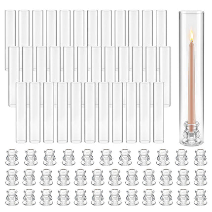 Hurricane Candle Holders Set of 36, 65x350 mm Clear Glass