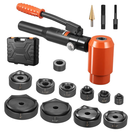 Hydraulic Knockout Punch Set, 15 Ton, 10 Dies 1/2-4 in