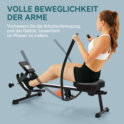 Hydraulic Rowing Machine for Home, 12 Resistance Levels, LCD