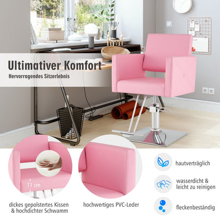 Hydraulic Salon Chair, Adjustable, Pink, 360 Swivel
