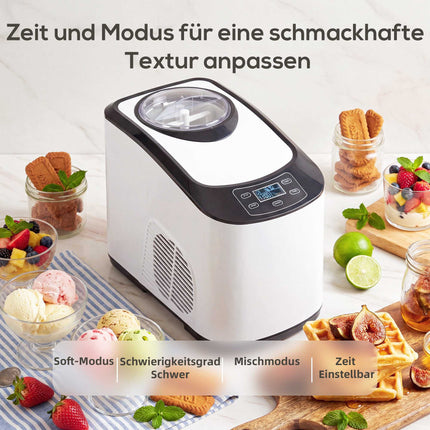Ice Cream Maker with Compressor, 1.5L, White