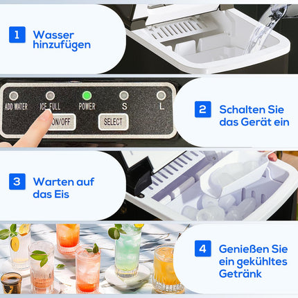 Ice machine 12Kg/24H with LED screen and self-cleaning