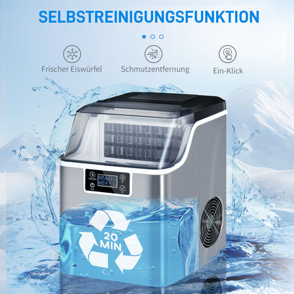 Ice Cube Maker, 20 Kg/24H, self-cleaning stainless steel