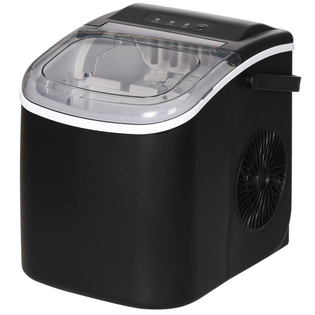 Ice Cube Maker, 9 cubes in 6-12 min, 12 kg/day, black