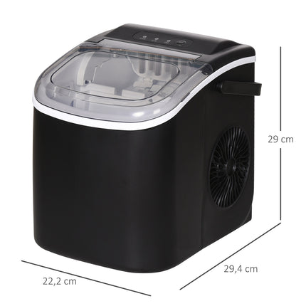 Ice Cube Maker, 9 cubes in 6-12 min, 12 kg/day, black