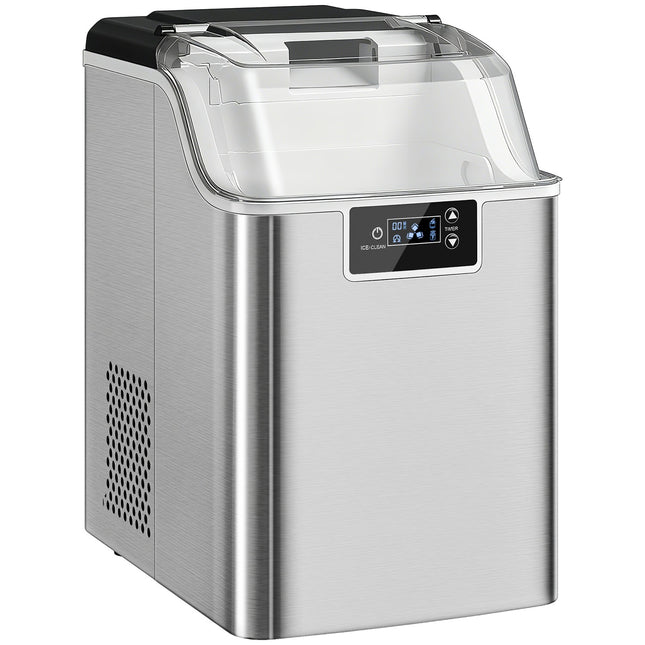 Ice Maker, 20kg/24h, 2.1L Tank, Silver