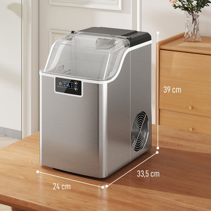 Ice Maker, 20kg/24h, 2.1L Tank, Silver