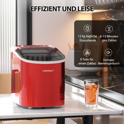Ice cube machine 2.2 L ice cube machine with spherical ice cubes 24.5 x 35.5 x 32 cm red