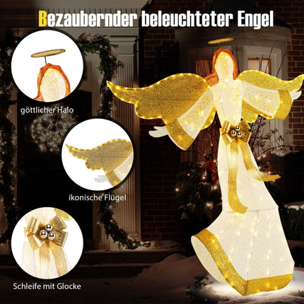 Illuminated 160 cm Christmas Angel with Halo & LED Lights