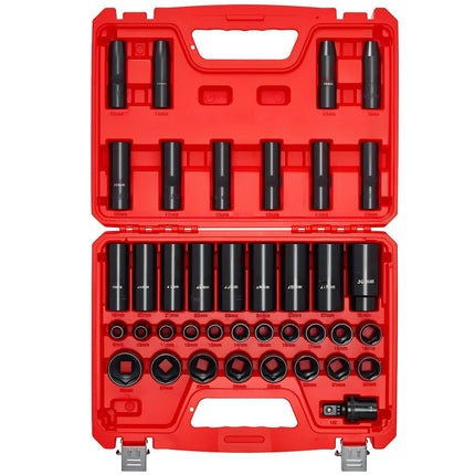 Impact Socket Set, 1/2-In Drive, 39-Piece Metric 9-30 mm