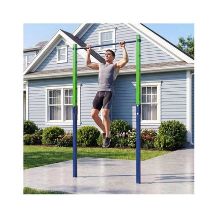 In-Ground Pull Up Bar Station with 5 Adjustable Heights, Blue, 110 kg