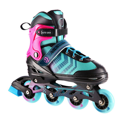 In-Line & Hockey Ice Skates, 4-in-1, Black-Violet, Size S