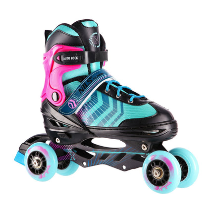 In-Line & Hockey Ice Skates, 4-in-1, Black-Violet, Size S
