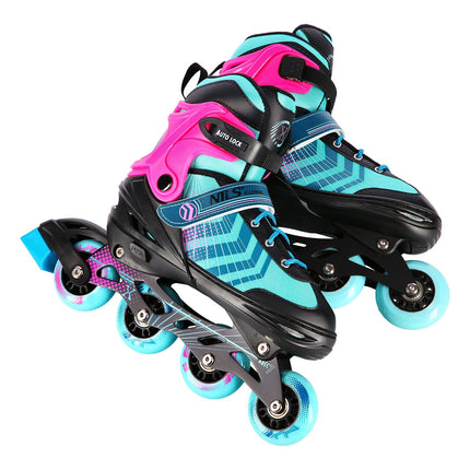 In-Line & Hockey Ice Skates, 4-in-1, Black-Violet, Size S