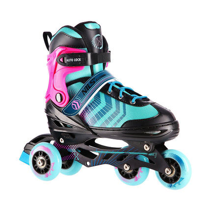 In-Line & Hockey Ice Skates, 4-in-1, Black-Violet, Size S
