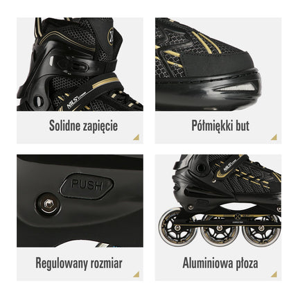 In-Line Skates, Black-Gold, Size L (39-42)