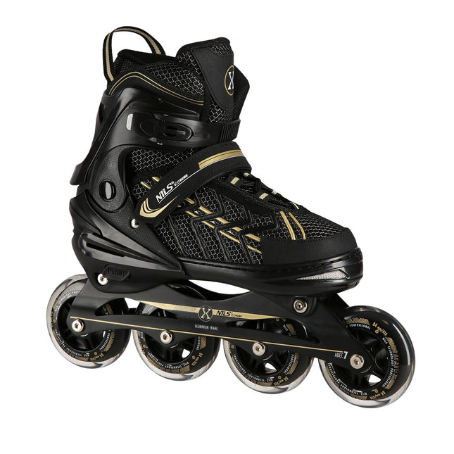 Inline skates, zwart-goud, maat XL (43-45)