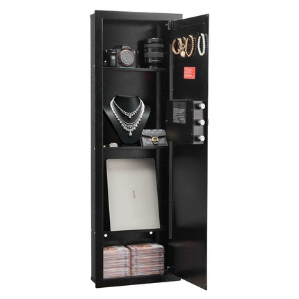In-Wall Safe, 43.3-Inch 4-Tier, Password & Key, LED
