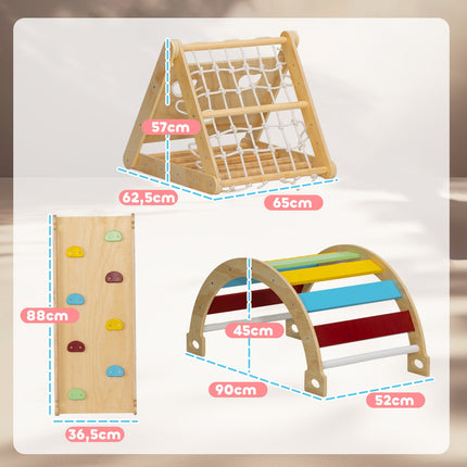 Indoor Climbing Frame, 7-in-1 Triangle with Slide, Multicolor