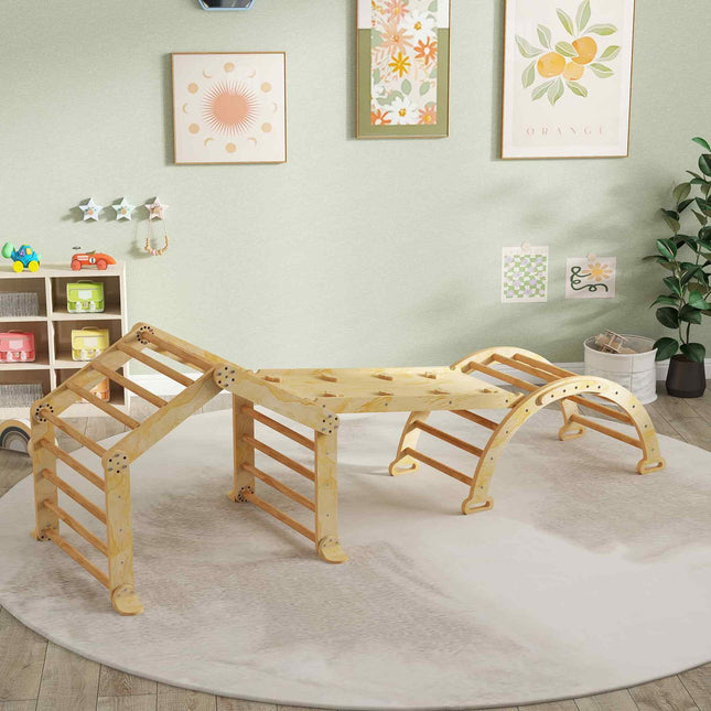Indoor Climbing Set for Toddlers – 9-in-1 Wooden Play Gym