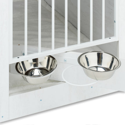 Indoor Dog Crate with Bowls, Wood Effect, Medium