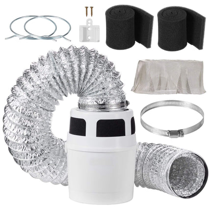 Indoor Dryer Vent Kit, 4-Inch, 5 ft Hose, Water Tank Bucket