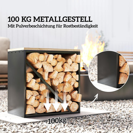 Indoor Firewood Rack, 2-in-1 Metal Divider, 58x36x60cm