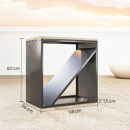 Indoor Firewood Rack, 2-in-1 Metal Divider, 58x36x60cm