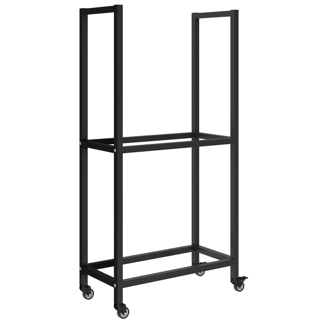Indoor Firewood Rack, Steel, 60x30x119 cm, 2-Tier, Black